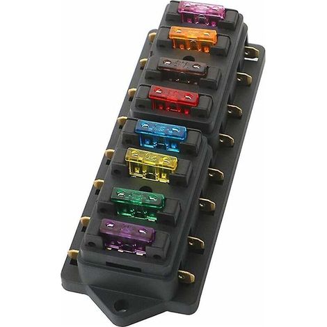 Boîte à fusibles automobile haut de gamme à 8 voies, porte-fusible standard universel avec fusible à lame pour voiture, bateau, véhicule marin, tricycle (1/5)
