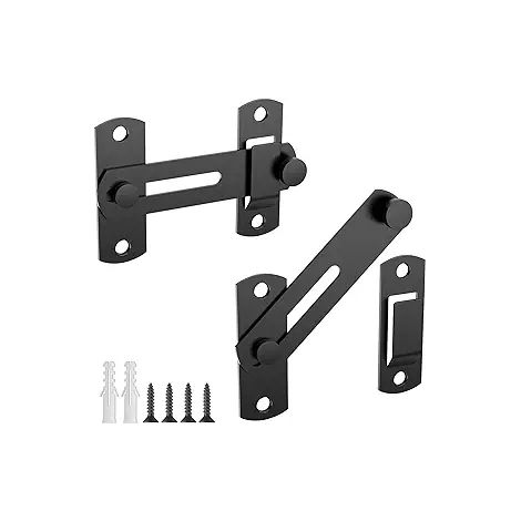 Lot de 2 verrous de porte, porte de rangement, chatière, salle de bain, extérieur, garage, grange, fenêtre à 90° [Noir] (1/4)