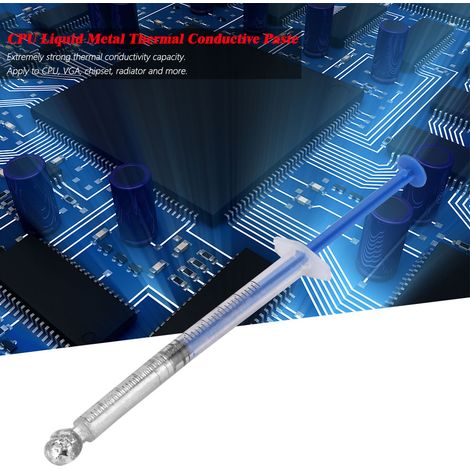 Pâte thermique liquide métal CPU, conductrice thermique à base d'argent, 0,5 ml (3 g), dissipation haute performance. (1/5)