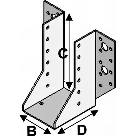 Sabot de charpente à ailes extérieures 80 x 40 x 110 mm – Acier galvanisé – Installation rapide avec 16 trous de fixation – Résistance à la corrosion – Alsafix