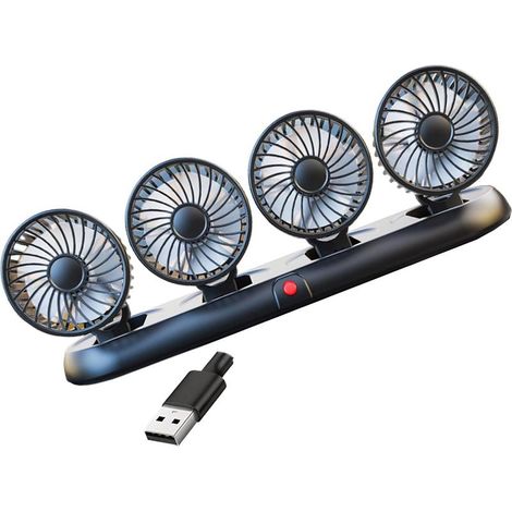 Ventilateur de voiture à 4 têtes avec base réglable 360 degrés et (1/5)