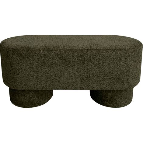 Banc arrondie en tissu bouclette L92cm - Vert kaki - Arlo