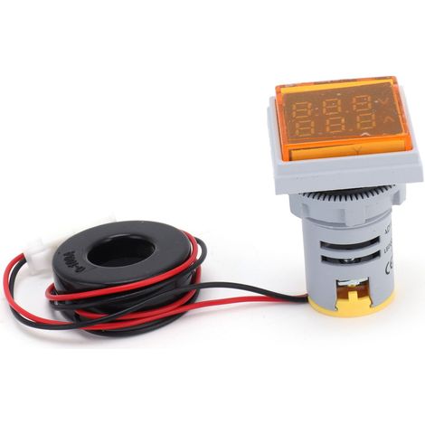 Indicateur de Signal Lumineux Carré 2 Affichages 60‑500V AC AD16‑22FVA Jaune (1/5)