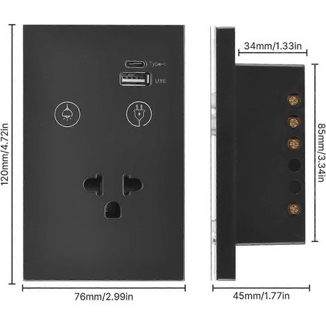 2,4-GHz-WLAN-Wandlichtschalter mit Touch-Funktion und USB-C-Stromanschluss (Neutralleiter erforderlich), 1-Wege-Steuerung