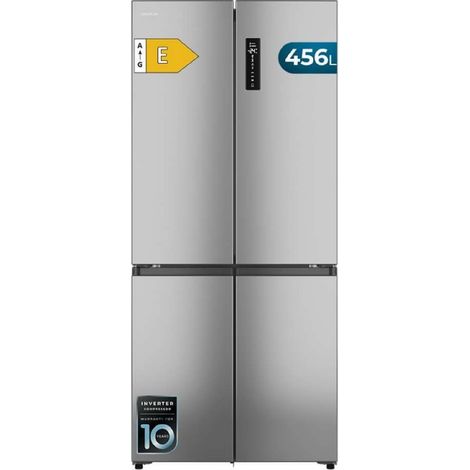 Cecotec Frigorífico 4 Puertas Semi-Integrable Total No Frost Bolero CoolMarket 4D 456 SBI Inox E, Extra Capacidad Max 456 L