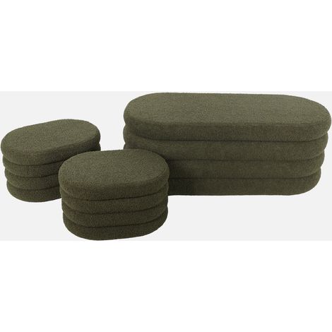 Panca contenitore con 2 pouf contenitori bouclé