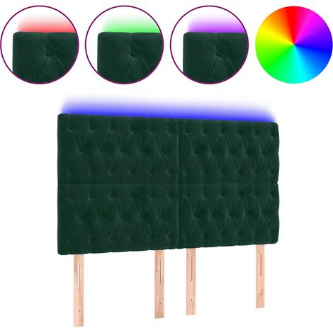 Maison Exclusive - Testiera a LED Verde Scuro 144x7x118/128cm in Velluto