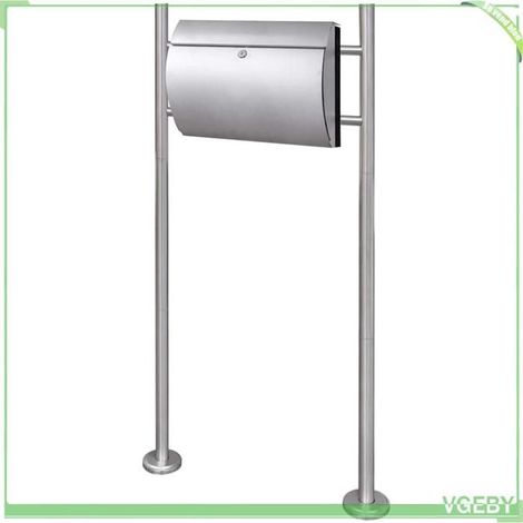 Boîte à lettre - 271745 - Acier inoxydable - Avec porte-journal - Sur support à pied (1/5)
