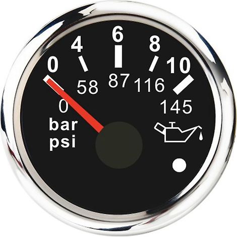 Manomètre de pression d'huile à aiguille de 52 mm, 0-10 bar (0-145 psi), étanche, pour bateau et voiture. (1/5)