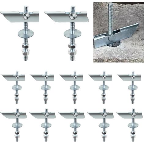 Lot de 12 boulons de fixation robustes M6, M8 x 100 mm, chevilles pliables pour accrocher des objets lourds sur des cloisons sèches (M6/M8) (1/5)