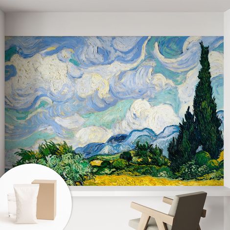 Papier peint intissé décoratif pour chambre et salon Design moderne à poser facilement - Colle incluse gratuite Nuages expressifs 152x104 cm (1/5)