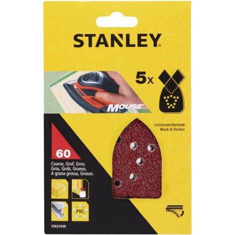 Stanley 5 fogli abrasivi a delta a strappo gr 60 per levigatrici triangolari mouse (1/2)