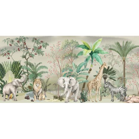 Papier peint panoramique - Jungle Animaux - 130 cm x 63 cm (1/2)