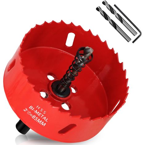 Scie Cloche Bi-métal 85 mm, M42 HSS Bimétallique Scie Trèpan, avec Adaptateur de Tige Triangulaire et Foret de Centrage, pour le Bois, Métal Mou, Plastique, Verre, Carrelage, Céramique (1/5)
