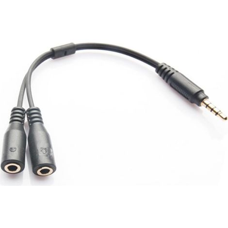 Adaptateur Casque Micro 3,5 Mm Noir avec eur Plaqué Or, Câble TPE Importé, Sortie Stéréo Compatible Téléphones et Ordinateurs Portable Sacoche (1/4)