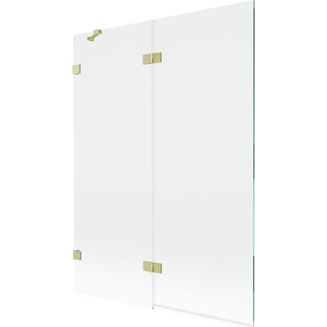 Mexen Lunar paroi de baignoire 2 volets gauche 130 x 150 cm, transparent, or brossé - 897-130-100-55-00-L (1/5)