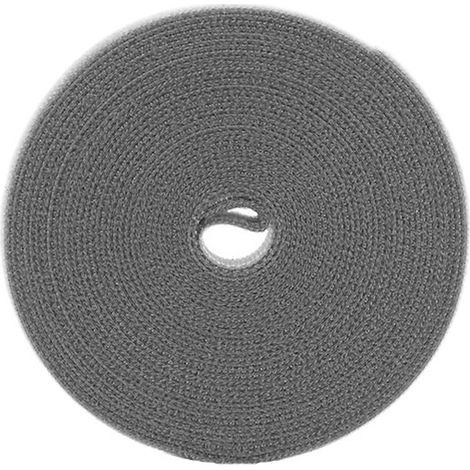 3 rouleaux de Velcro double face de 1,2 cm x 5 m – Auto-adhésif et réutilisable – Attaches-câbles pour la gestion des câbles – Sangles d'extension robustes, grises (1/5)