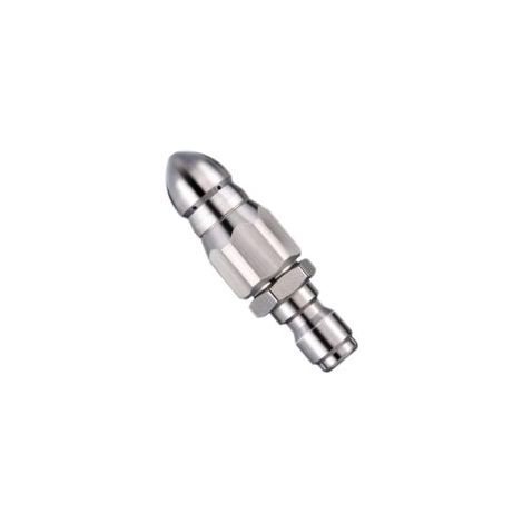 Buse de nettoyage haute pression en acier inoxydable pour déboucher les canalisations, pour nettoyeur haute pression, buse à jet arrière/buse fusée (pour tuyau de 1/4")- Crezuo (1/4)