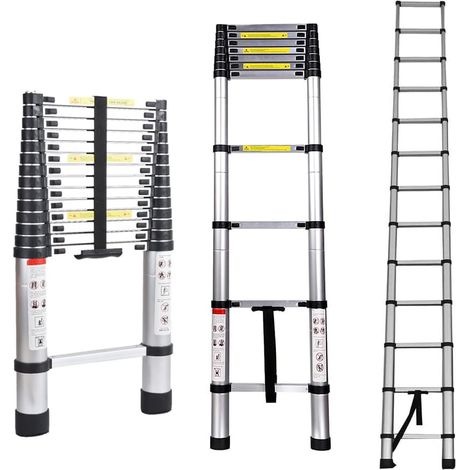 4,4m Échelle Télescopique en Aluminium Echelle Pliable Extension Portable Echelles Haute Qualité 150KG Charge Max