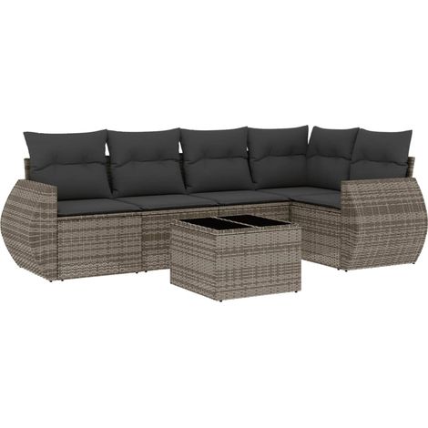 Maison Exclusive - 6-tlg. Garten-Sofagarnitur mit Kissen Grau Pol