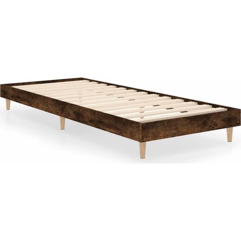 Lit simple Lit adulte Cadre de lit chêne fumé 75x190 cm bois d'ingénierie (1/5)