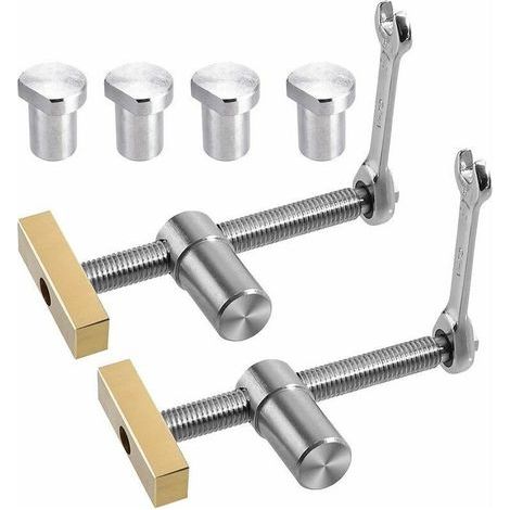 Lot de 2 serre-joints rapides 20 mm – 4 pièces de butée d'établi – Acier inoxydable pour menuiserie – Maintien efficace et précis (1/4)