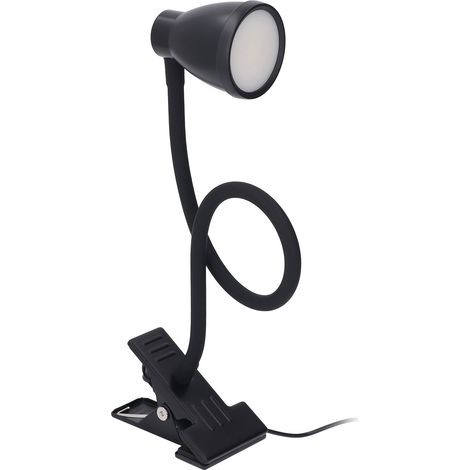 Lampe de bureau à clipser 5 W 24 LED 10 luminosité réglable 3 températures de couleur alimentée par USB avec pince à col de cygne flexible pour chambre à coucher, bureau (1/5)