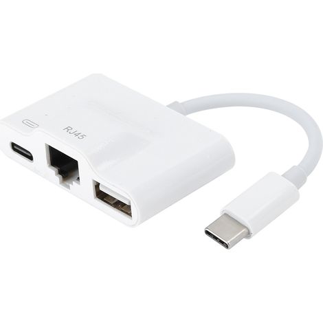 Adaptateur Ethernet USB-C Rechargeable pour PC et Tablettes, Carte Réseau Externe RJ45 (1/5)