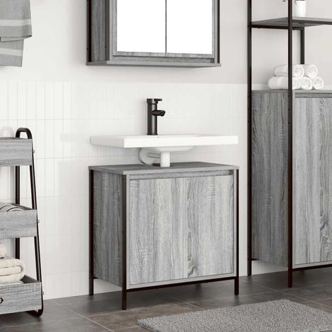 Waschbeckenunterschrank Grau Sonoma 60x34,5x60 cm