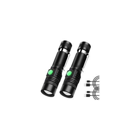 Linternas LED recargables por USB, paquete de 2 linternas superbrillantes e impermeables - Crezuo (1/4)