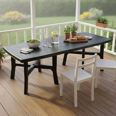Mesa de Exterior Adonas, 12 Plazas, Mecanismo Extensible Central Made in Italy, Extensible, 216x90x72h cm Negro Antracita (1/3)