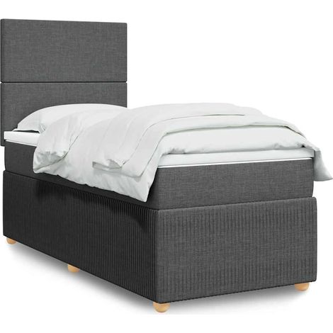 Boxspringbett mit Matratze Dunkelgrau 90x190 cm Stoff