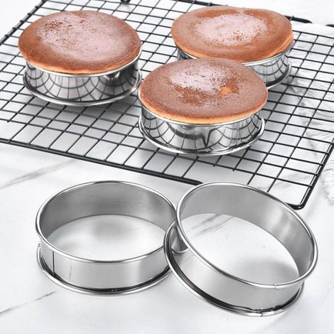 Paquet de 16 Anneaux à Muffins Anglais, Anneaux à Crumpets de 4 Pouces, Anneaux à Doubles RouléS en Acier Inoxydable, Moules à (1/5)