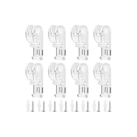 Set mit 8 transparenten Sicherheitskettenbefestigungen und Zugkordelführungen für Rollos, einschließlich P-förmiger Befestigungen für Clip-On-Rollos und Zugkordelbefestigungen mit Schrauben, Kugelkett (1/5)