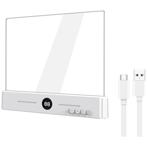 Lampe de lecture plate LED réglable à 3 couleurs, lampe de plaque transparente rechargeable avec minuterie et fonction mémoire, lampe de chevet pour amateurs de livres, cadeau pour garçons (1/5)