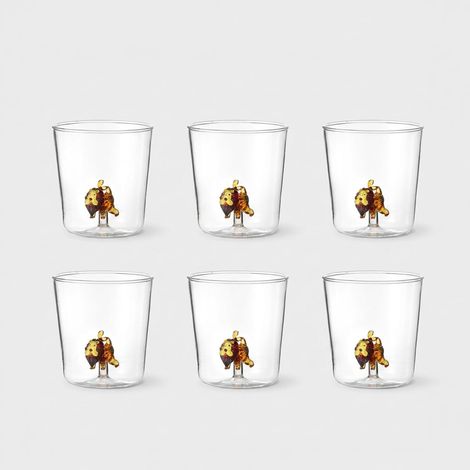 Lot de 6 verres en verre artisanaux décorés Le Roi (1/3)