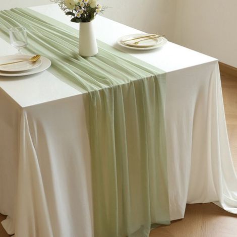 Camino de mesa de gasa translúcida,75x300cm Camino de mesa de tul romántico,Decoración de mesa de estilo bohemio,Adecuado para bodas (1/5)
