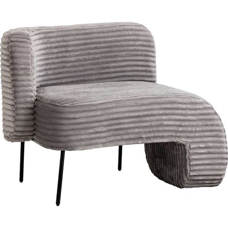 Made In Meubles – Méridienne en velours côtelé gris – Dimensions 75x95x62 cm – Design contemporain avec pieds en métal noir – Pour coin détente moderne (1/5)