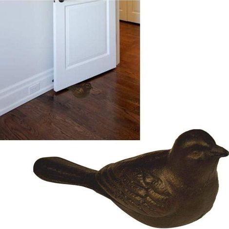 Fermaporta a forma di uccello in ghisa - Robusto fermaporta rustico a forma di uccello - Con base imbottita in feltro antigraffio - Antiruggine - Decorazione per la casa - Idea regalo (1/5)