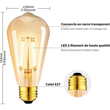 Ampoule LED - - ST64 Edison - E27 - 4W (équiv. 35W) - 2500K Blanc chaud (1/5)