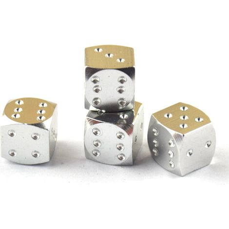 Set di 4 tappi per valvole dei pneumatici in metallo argentato..DEBUNS (1/3)