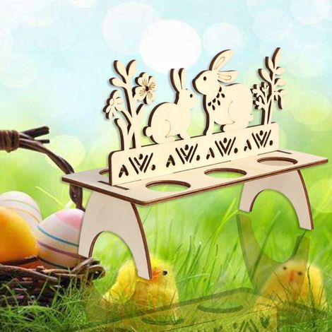 Guirlande lapin en bois pour œufs de Pâques, décoration DIY, présentoir à suspendre, modèle JM00331 (1/5)