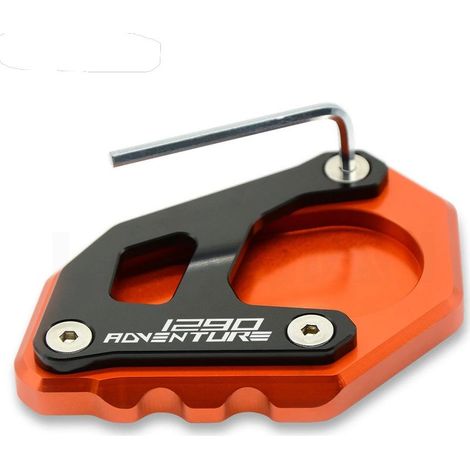 (1290 Adventure) Compatible avec KTM 1050, 1090, 1190 et 1290 Adventure Super/R/T/S (2014-2024) : extension de béquille latérale, plaque de support, support pour béquille agrandie. (1/4)