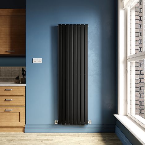 ELEGANT Black Designer Radiator 544 x 1800 mm Flat Double Panel Vertical Central Heating Radiator