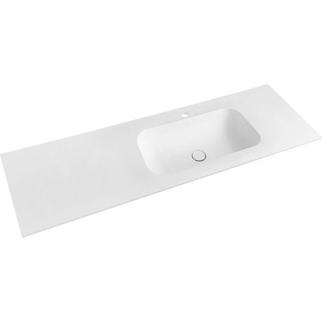 Lavabo TREOS 146,6x51,3 cm (35+110), Rockstone, droit, blanc mat (1/4)