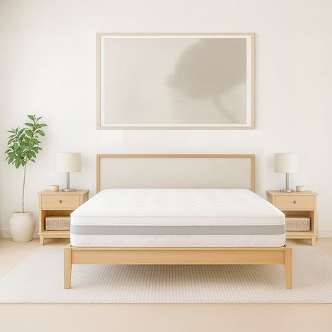 Matelas 160x200 ergonomique et respirant 20 cm - Confort naturel et design scandinave à fermeté élevée - Made in Italy - The White Stone