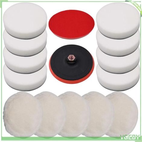 Ensemble de tampons de polissage - FAF7291712405297 - 180 mm - 8 éponges + 5 laine - Lavable, réutilisable (1/5)