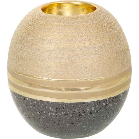 Portavelas de cerámica dorado 11,5x11,5x11,5 (1/5)