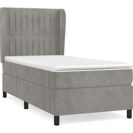 Maison Exclusive - Cama box spring con colchón terciopelo gris cl (1/5)