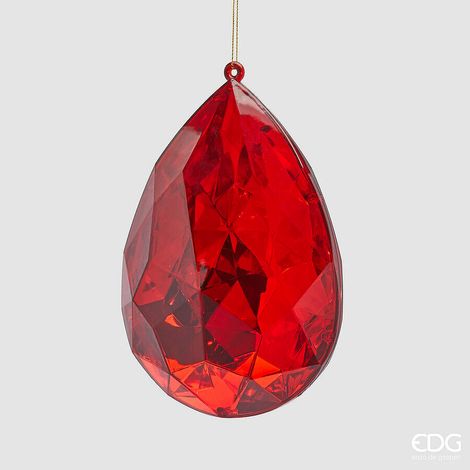 EDG Enzo De Gasperi Decoro Diamante Goccia di Natale da Appendere H 19 Cm L 12,5 Cm L 7,5 Cm Pp Red